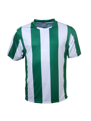 Unisex Adults Sublimated Striped Football Jersey in Emerald Green/White