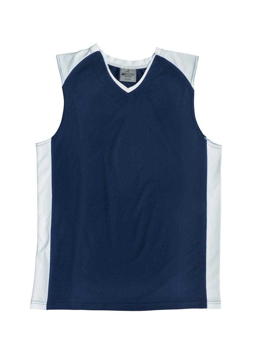 Kids Basketball Singlet in Navy/White