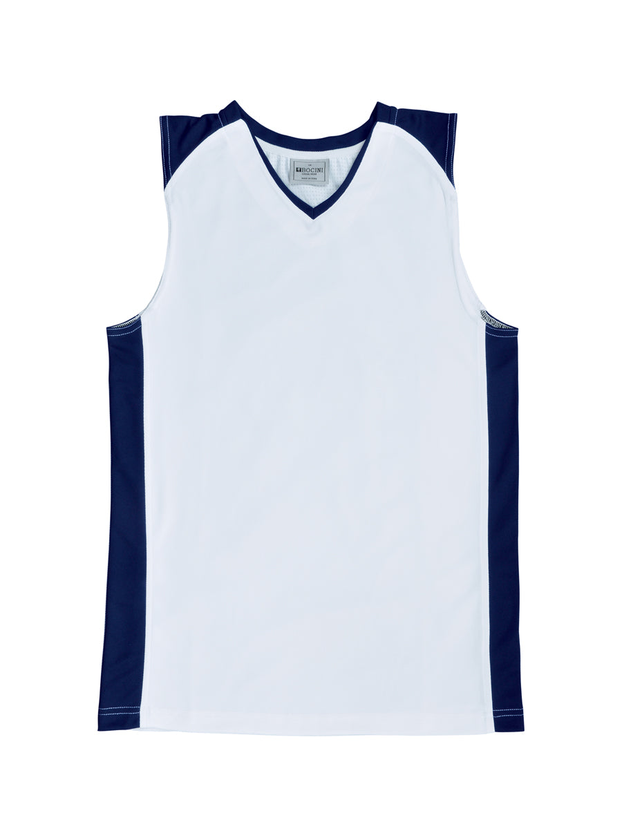 Kids Basketball Singlet in White/Navy