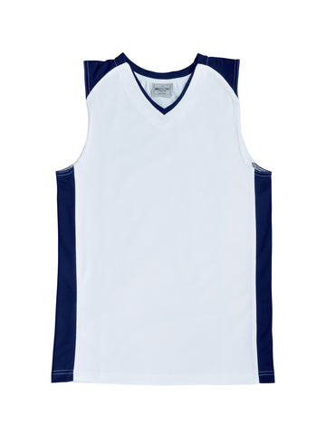 Kids Basketball Singlet in White/Navy
