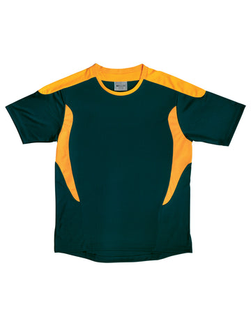 Unisex Adults All Sports Tee Shirt in Bottle Green/Gold