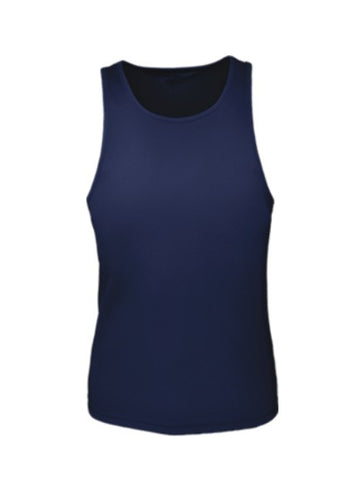 Mens Brushed Action Back Singlet in Navy