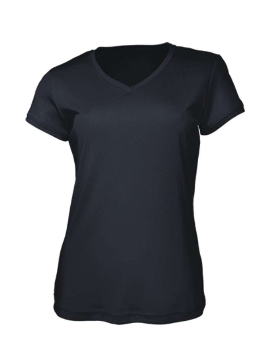 Ladies Brushed V-Neck Tee Shirt in Black