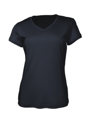 Ladies Brushed V-Neck Tee Shirt in Black