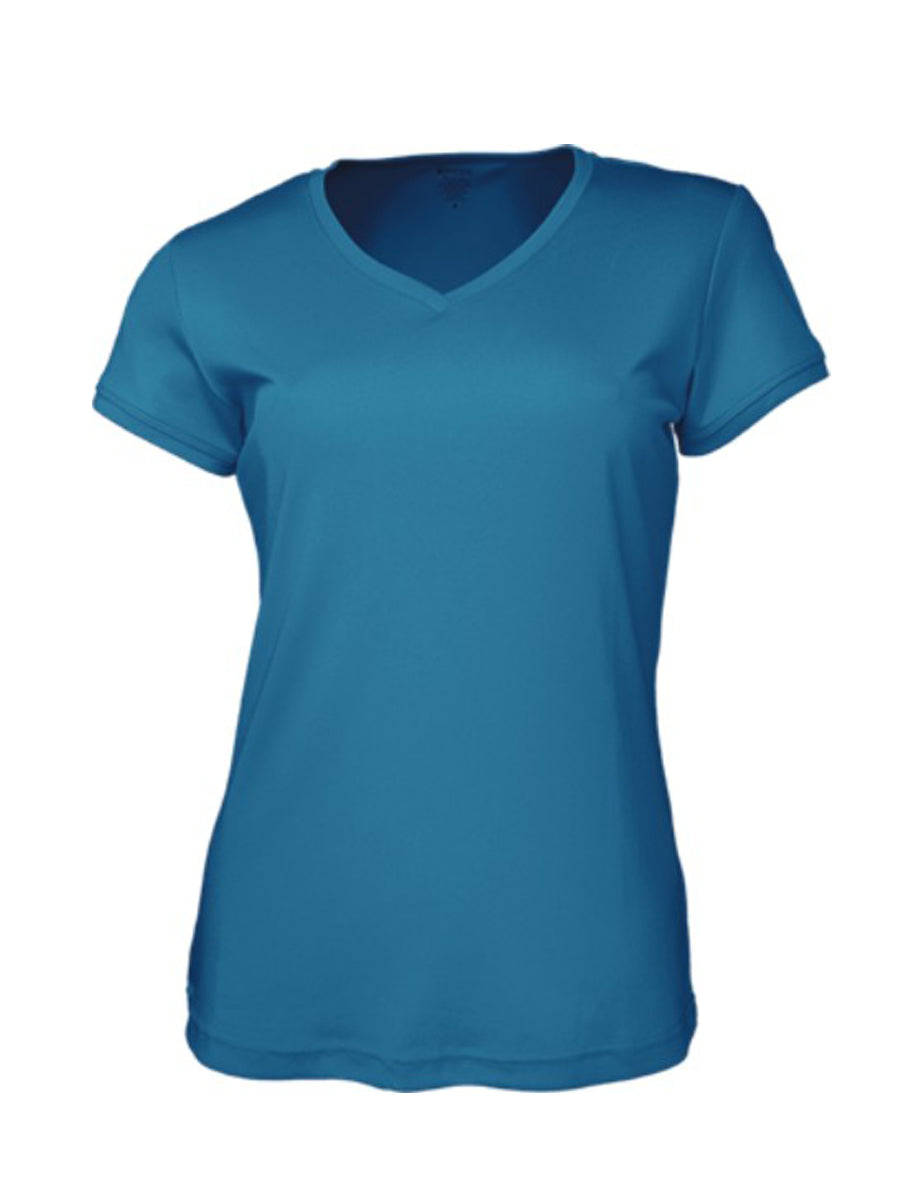 Ladies Brushed V-Neck Tee Shirt in Cyan