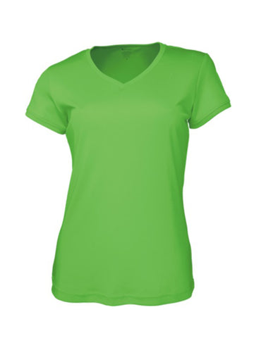 Ladies Brushed V-Neck Tee Shirt in Lime