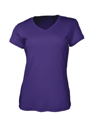 Ladies Brushed V-Neck Tee Shirt in Purple
