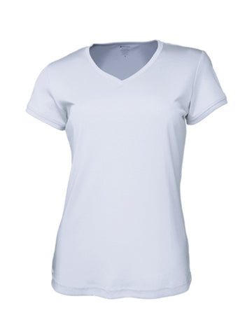 Ladies Brushed V-Neck Tee Shirt in White