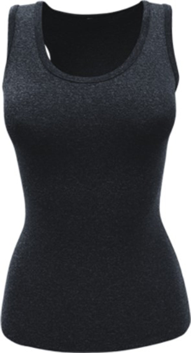 Ladies Singlet With Bra Insert in Black
