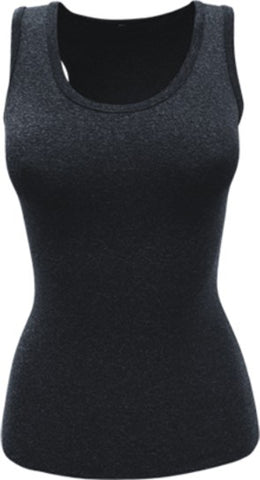 Ladies Singlet With Bra Insert in Black