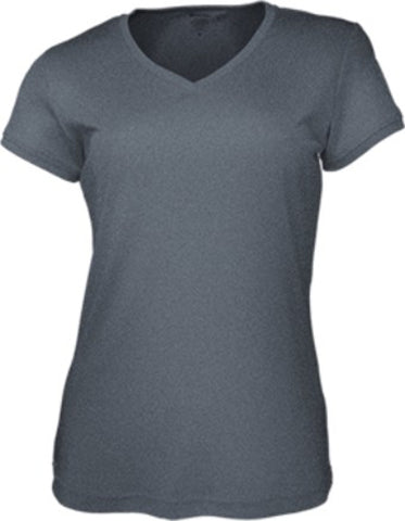 Ladies V-Neck Tee Shirt in Charcoal Marle