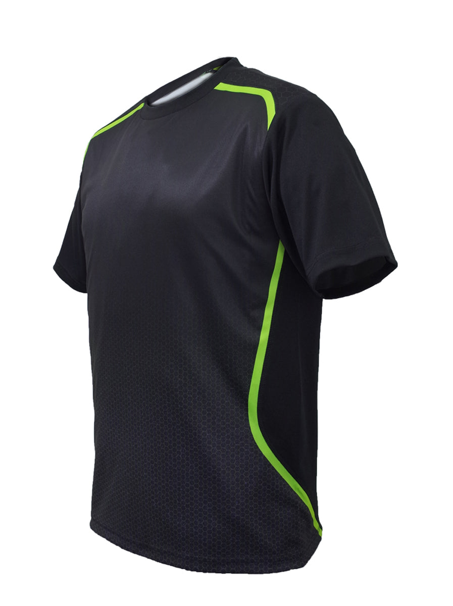 Unisex Adults Sublimated Sports Tee Shirt in Black/Lime