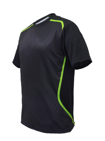 Unisex Adults Sublimated Sports Tee Shirt in Black/Lime
