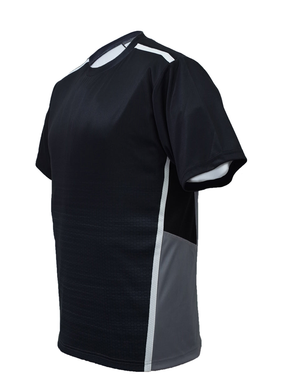 Unisex Adults Sublimated Panel Tee Shirt in Black/Grey