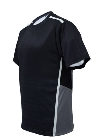 Unisex Adults Sublimated Panel Tee Shirt in Black/Grey