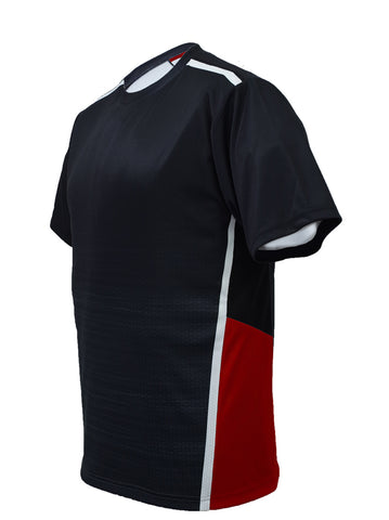 Unisex Adults Sublimated Panel Tee Shirt in Black/Red