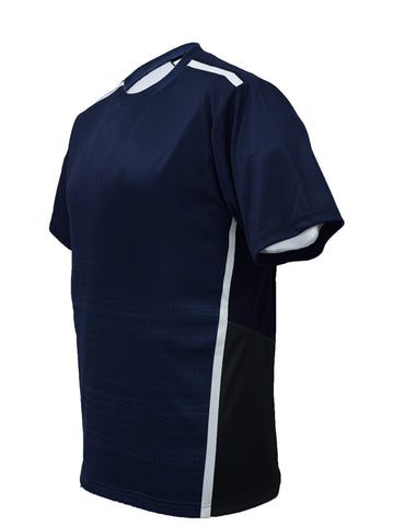 Unisex Adults Sublimated Panel Tee Shirt in Navy/Black