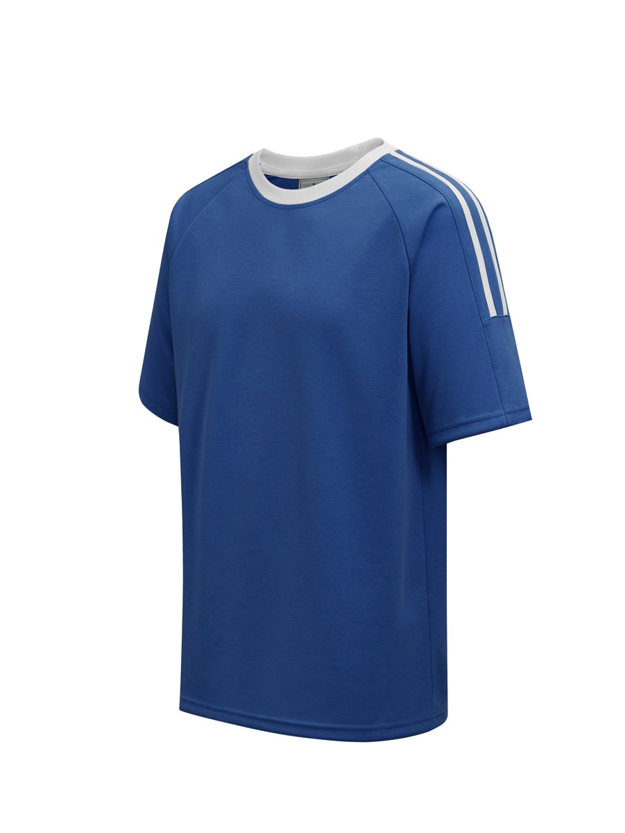 Twin Stripe Raglan Tee in Royal/White