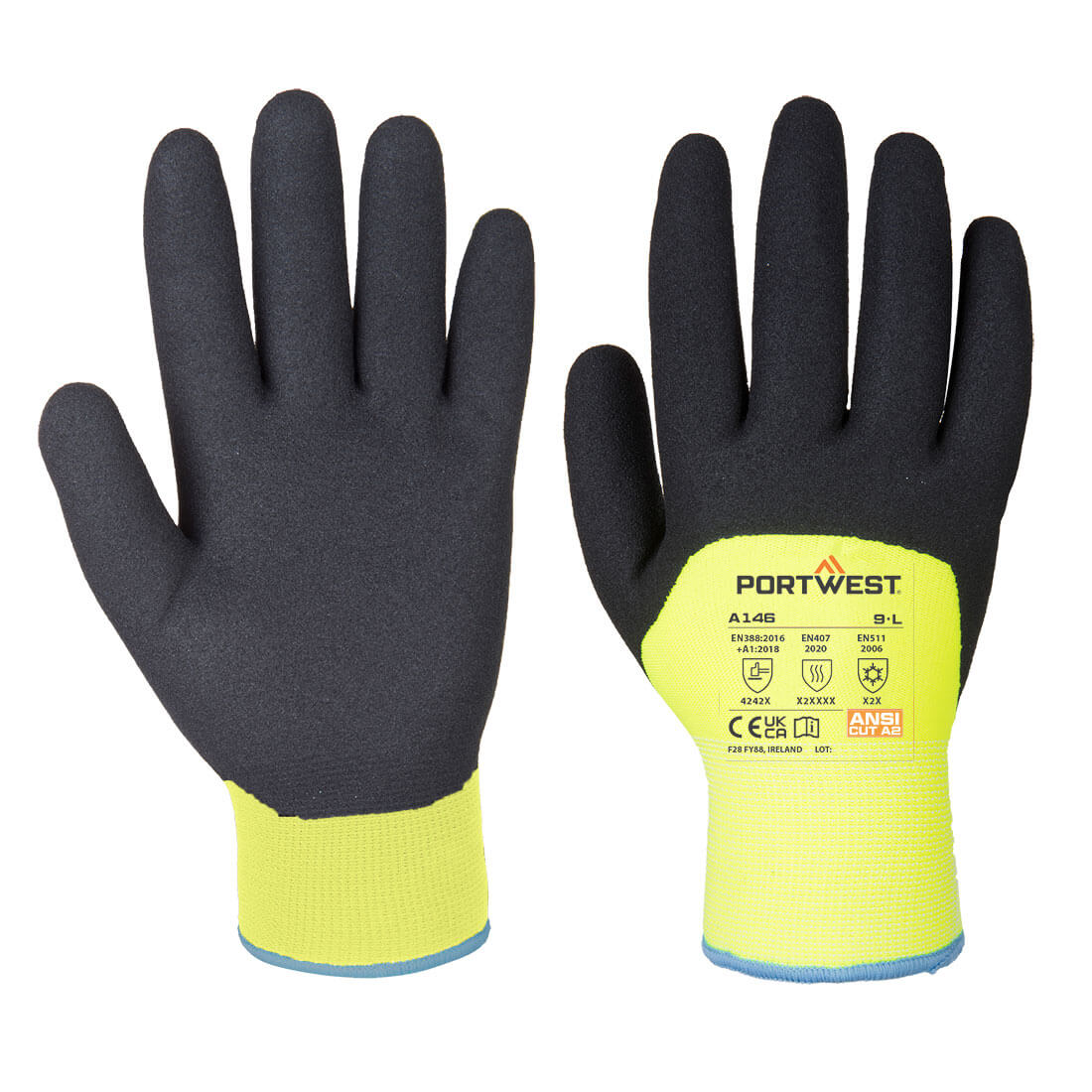 Cold 15 Nitrile Sandy 3/4 Dipped Glove Yellow