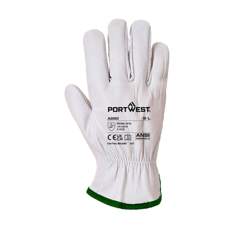 Leather Driver 115 Goat Grain Glove Grey back