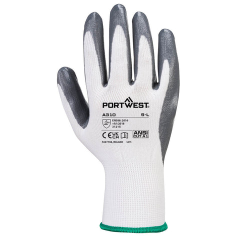 Grip 13 Nitrile Glove Grey/White back