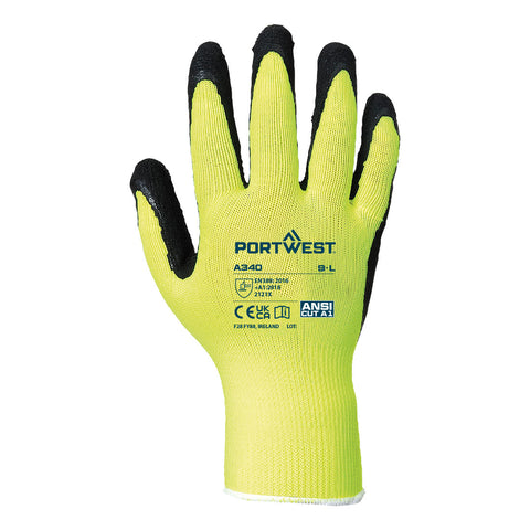 Hi-Vis Grip Glove - Latex Yellow back