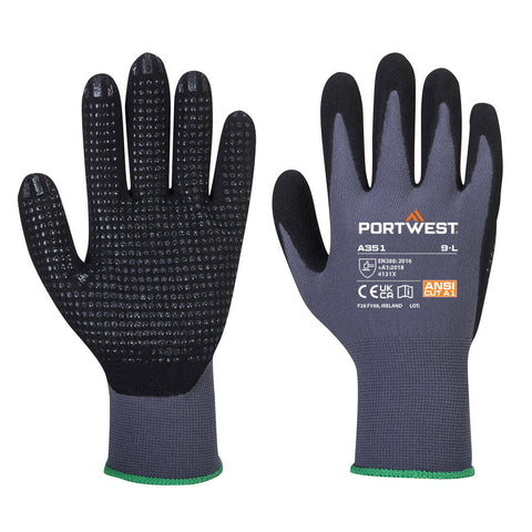 Grip 15 Nitrile Sandy Dotted Glove Grey/Black