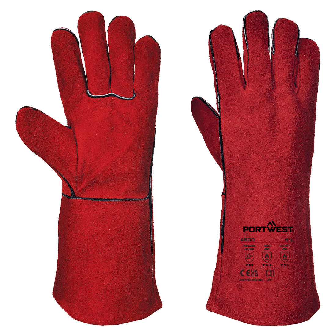 Welders 210 Split Leather Red Gauntlet Low