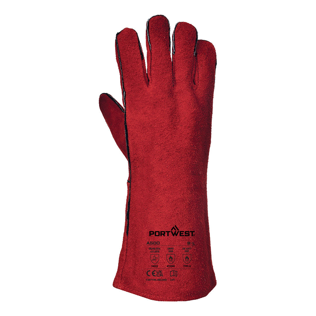 Welders 210 Split Leather Red Gauntlet Low back