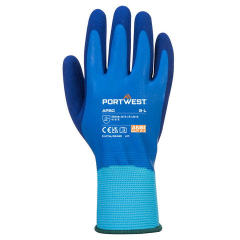 Grip 13 Latex Foam Aqua Glove Blue back