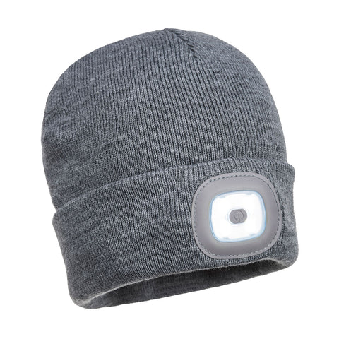 Beanie LED Head Light USB Rechargeable Grey