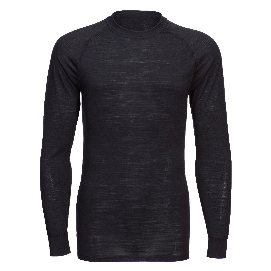 Merino Wool Crewneck Baselayer Top Black