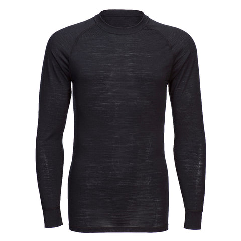 Merino Wool Crewneck Baselayer Top Black
