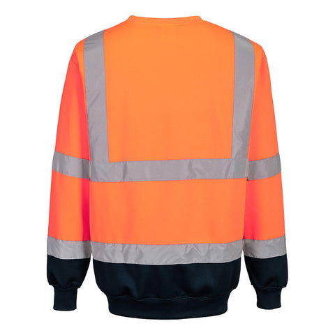 Hi-Vis Contrast Sweatshirt Orange/Navy back