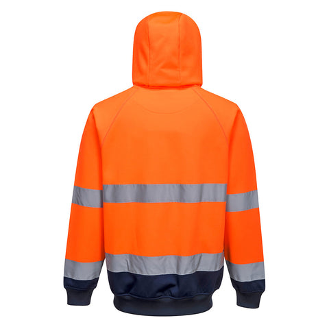 Hi-Vis Contrast Hoodie Orange/Navy back