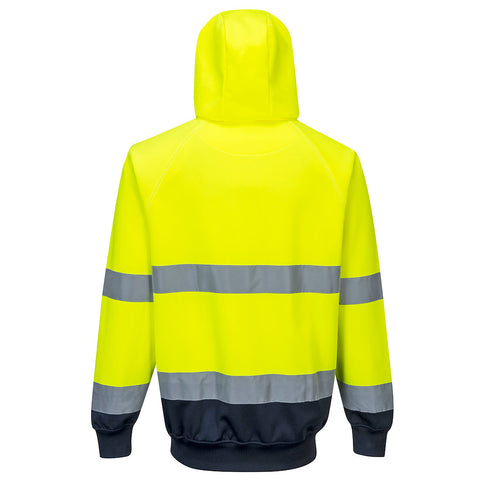 Hi-Vis Contrast Hoodie Yellow/Navy back
