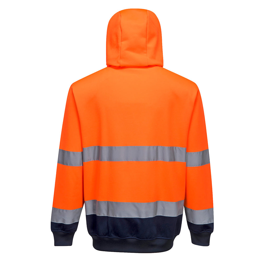 Hi-Vis Contrast Zipped Hoodie Orange/Navy back