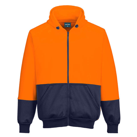 Hi-Vis Contrast Zipped Class D Hoodie Orange/Navy