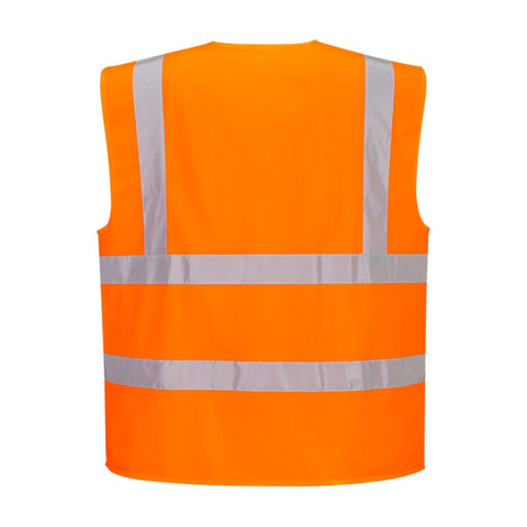 Hi-Vis Zipped Band and Brace Vest Orange rear