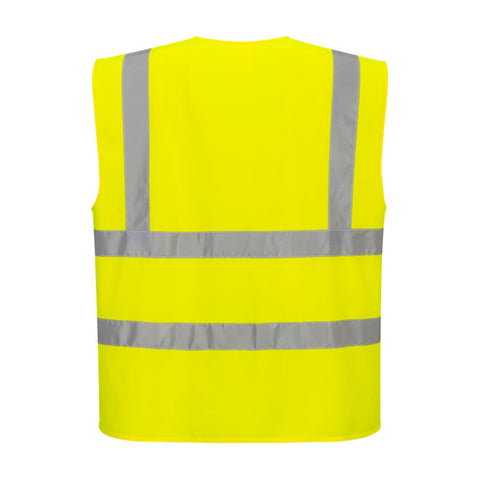 Hi-Vis Zipped Band and Brace Vest Yellow rear