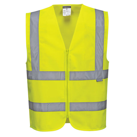 Hi-Vis Zipped Band and Brace Vest Yellow