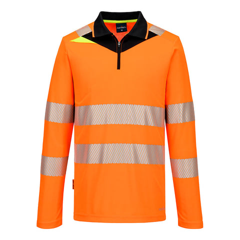 DX4 Hi-Vis Polo Shirt L/S Orange/Black