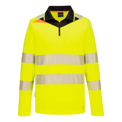 DX4 Hi-Vis Polo Shirt L/S Yellow/Black