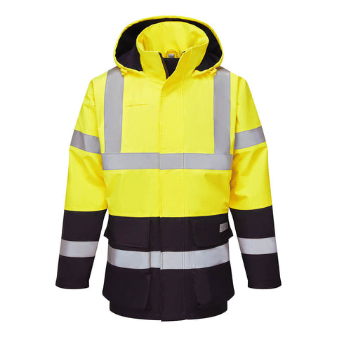 Bizflame Rain FR Hi-Vis ARC Jacket Yellow/Navy