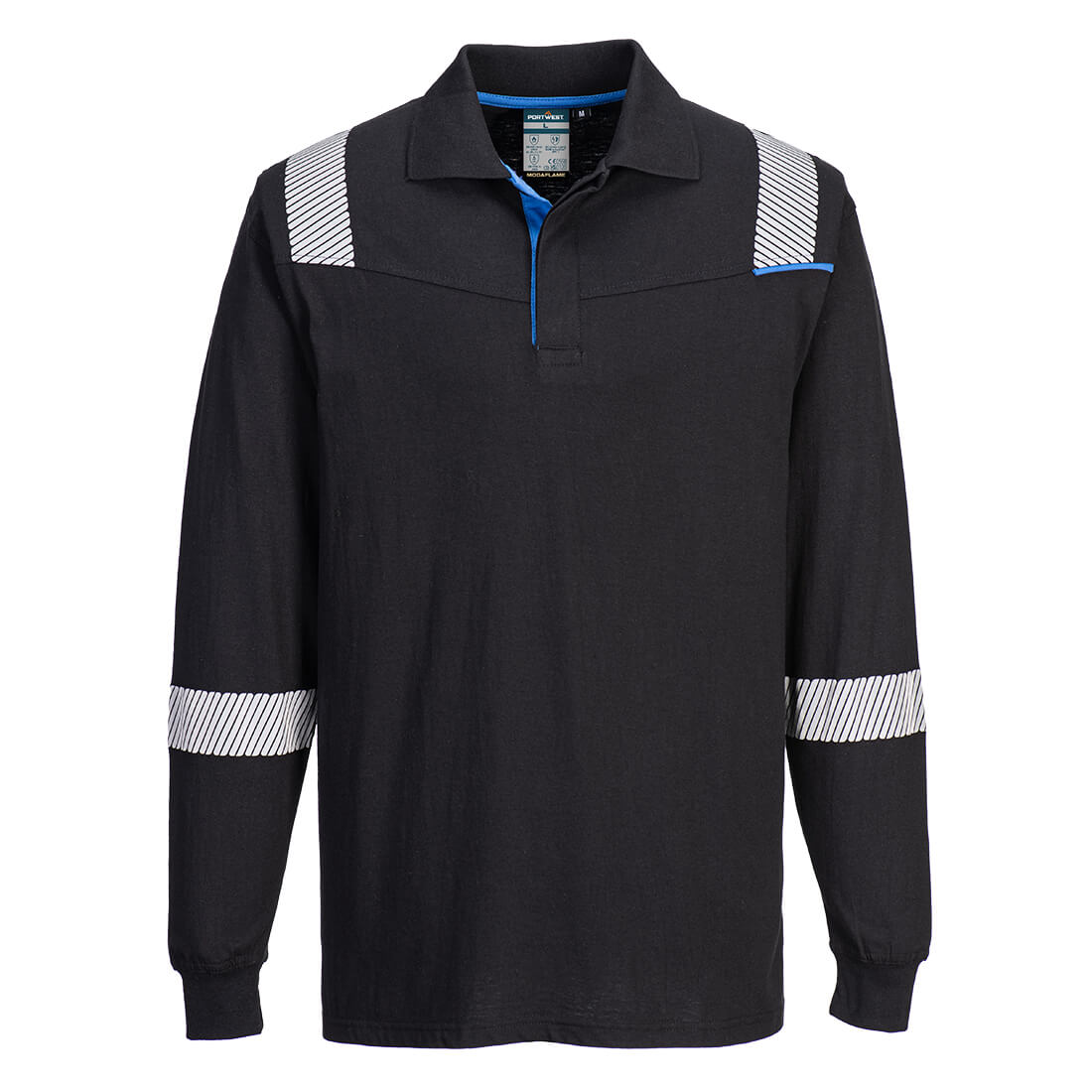 WX3 Modaflame Knit FR Long Sleeve Polo Shirt Black
