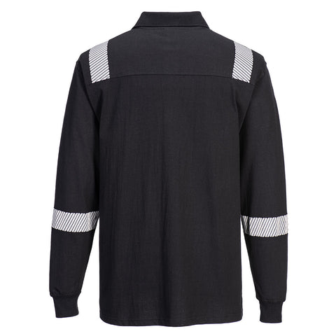 WX3 Modaflame Knit FR Long Sleeve Polo Shirt Black back