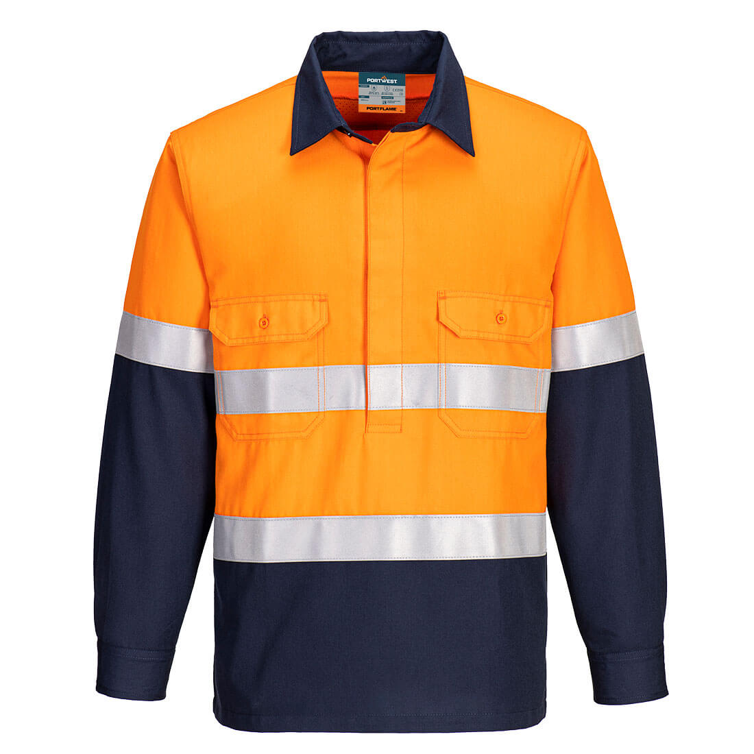 Portflame FR Class D/N Two-Tone Vented Shirt Orange/Navy