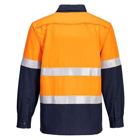 Portflame FR Class D/N Two-Tone Vented Shirt Orange/Navy back