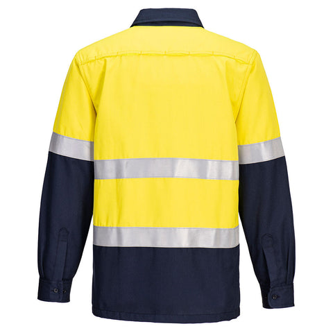 Portflame FR Class D/N Two-Tone Vented Shirt Yellow/Navy back
