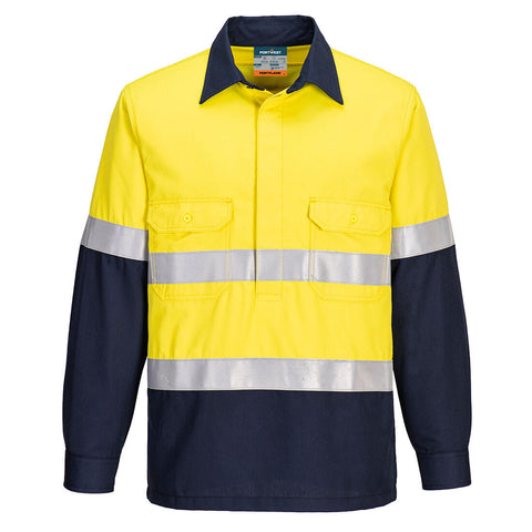 Portflame FR Class D/N Two-Tone Vented Shirt Yellow/Navy